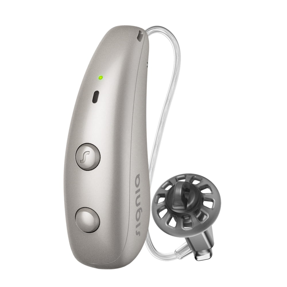 Signia Pure Charge&Go MaX receiver in canal hearing aid in dark champagne